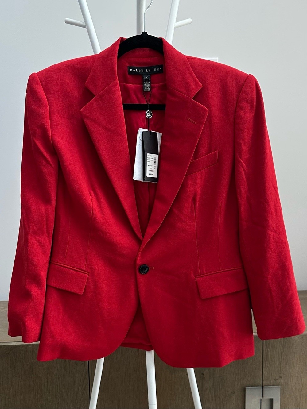 NWT Ralph Lauren Bold Red Single-Button Blazer